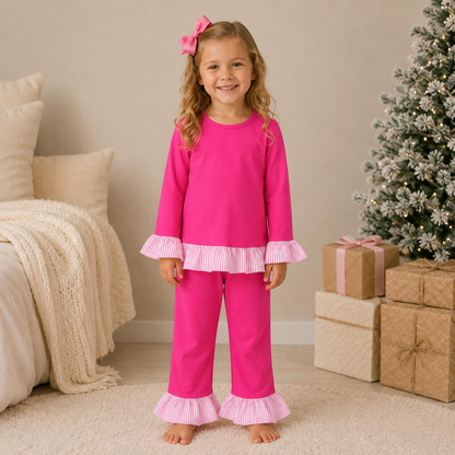 Girls Soft Christmas Loungewear Pajamas Set