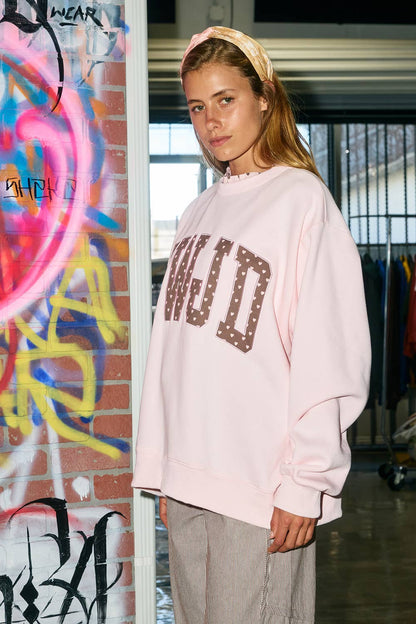 IT3080-WWJD | 'WWJD' Heart Printed Mock-Ruffle Sweatshirt