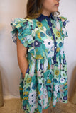 Jade Mix Button Down Mini Dress - C4553