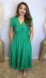 Kelly Green Ruffle Midi