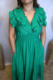 Kelly Green Ruffle Midi