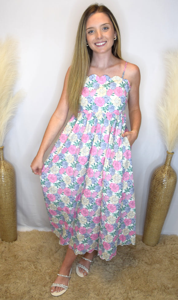 Pink floral midi